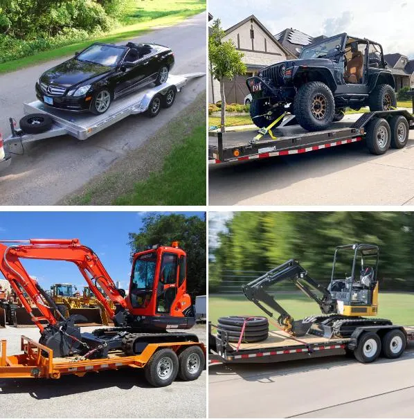 Heavy Load Hot-DIP Galvanizing Double Axle Excavator Trailer Flatbed Car Trailer Special Customized Car Trailers