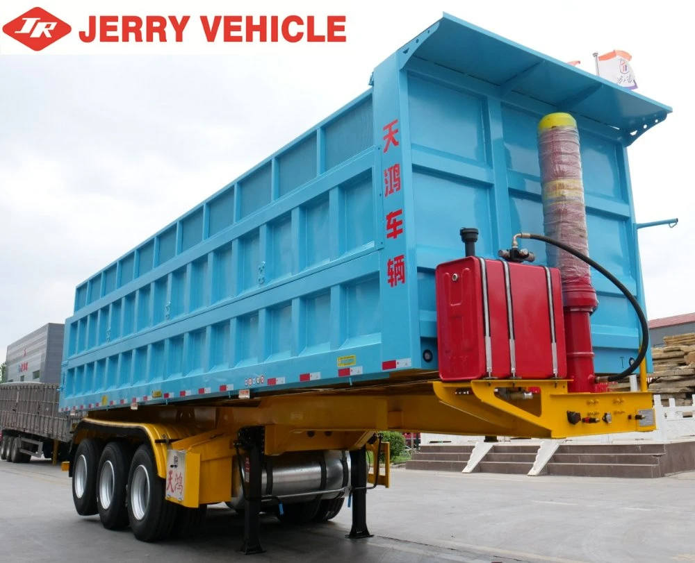 Hot Sale 3/4/6axle 40/60/80 Ton Side Tipping Tipper Hyva Hydraulic Cylinder Dump for Mine Rock Sand Ore Semi Trailer Truck